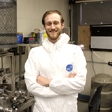 Robert Calvo working in the lab.