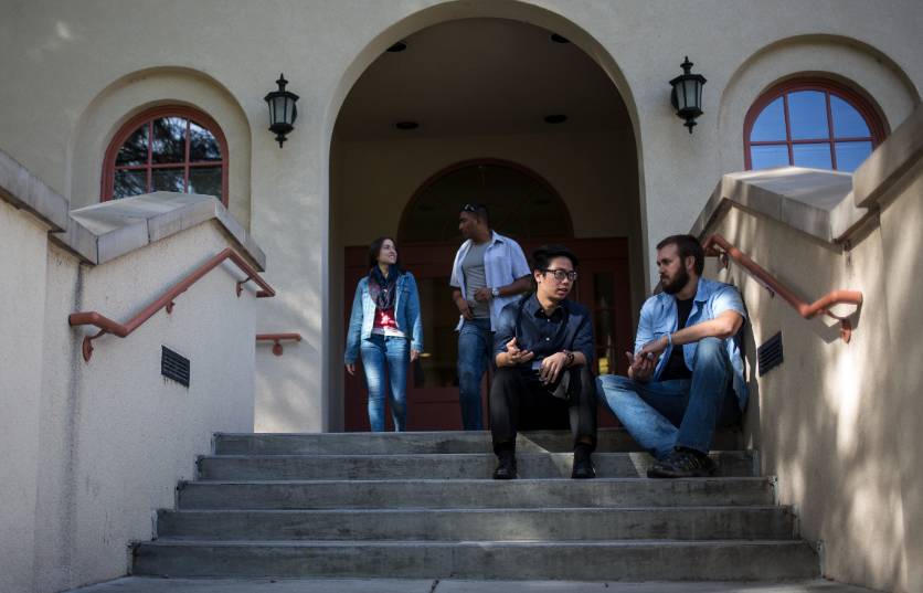 Students leaving Cramer Hall