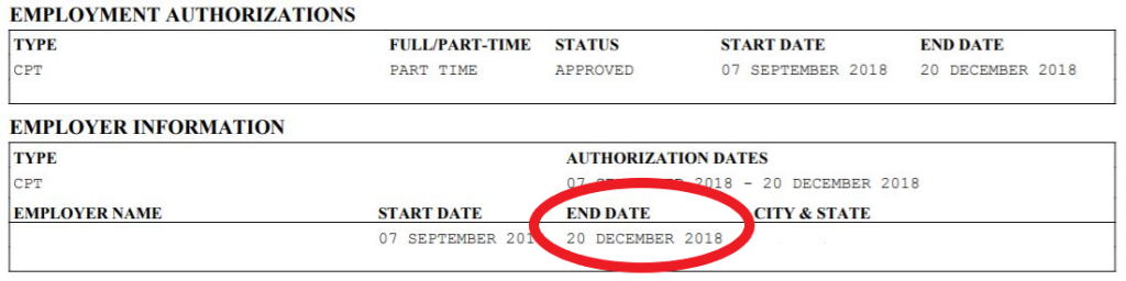 I-20 End Date